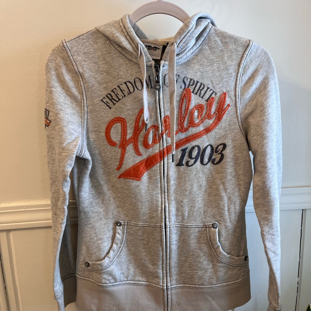 Harley-Davidson Gray Zip Hoodie Embroidered 1903 Women’s Small